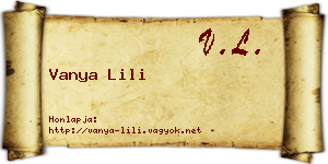 Vanya Lili névjegykártya
